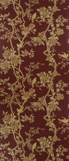 Signature Century Club Wallpaper | Marlowe Floral - Garnet | Drapery fabrics | Designers Guild