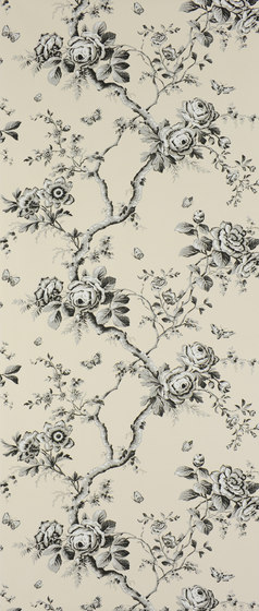 Signature Papers Wallpaper | Ashfield Floral - Etched Black | Wandbeläge / Tapeten | Designers Guild