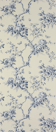 Signature Papers Wallpaper | Ashfield Floral - Sapphire | Carta parati / tappezzeria | Designers Guild