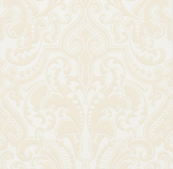 Signature Papers II Wallpaper | Gwynne Damask - Cream | Carta parati / tappezzeria | Designers Guild