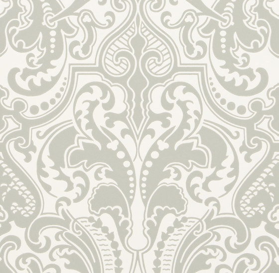 Signature Papers II Wallpaper | Gwynne Damask - Platinum | Carta parati / tappezzeria | Designers Guild