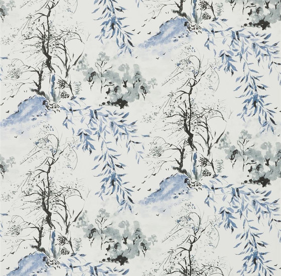 Shanghai Garden Wallpaper | Winter Palace - Indigo | Tejidos decorativos | Designers Guild