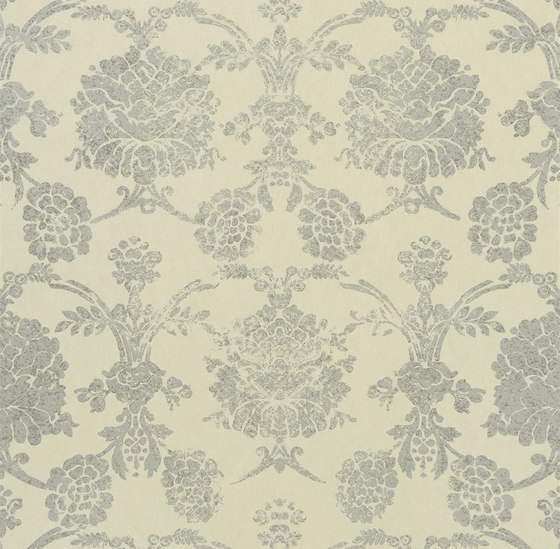 Sukumala Wallpaper | Sukumala Lino - Silver | Drapery fabrics | Designers Guild