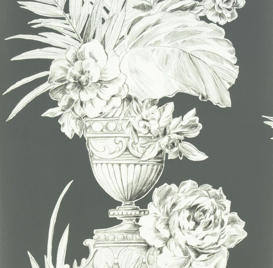 Zephirine Wallpaper | Palmieri - Charcoal | Tissus de décoration | Designers Guild