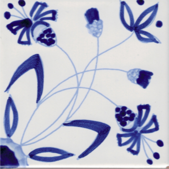 LR PO Fiore stilizzato blu | Piastrelle ceramica | La Riggiola