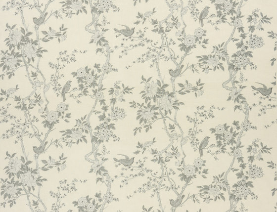 Signature Ashdown Manor Fabrics | Marlowe Floral Voile - Dove | Tissus de décoration | Designers Guild