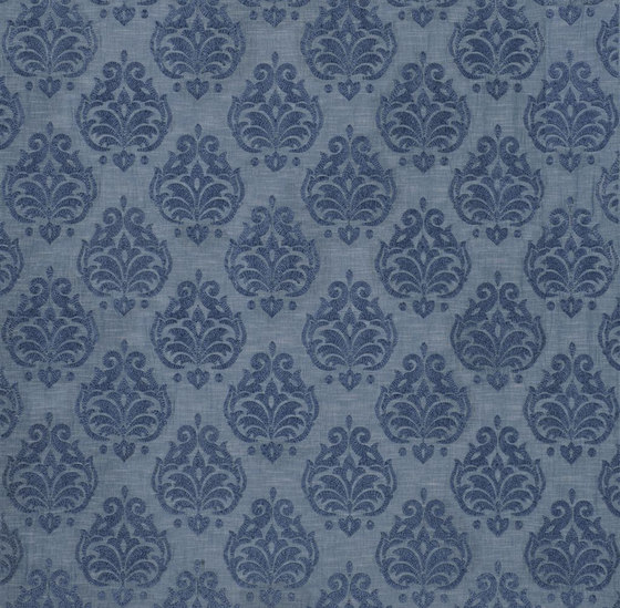 Indigo Bleu Fabrics | Filagari - Bleu | Tissus de décoration | Designers Guild