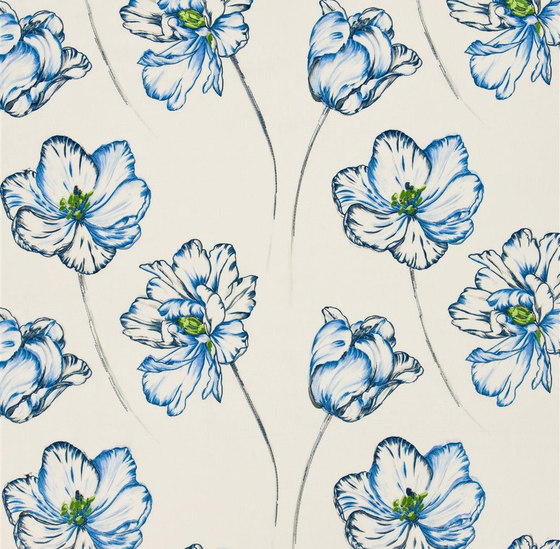Kaori Fabrics | Montsuki - Cobalt | Tessuti decorative | Designers Guild