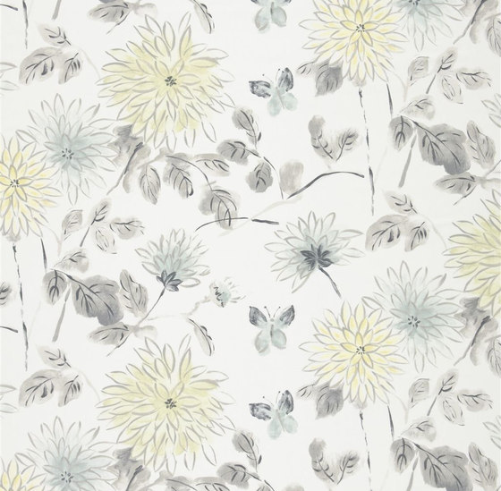Kimono Blossom Fabrics | Amala - Pewter | Dekorstoffe | Designers Guild