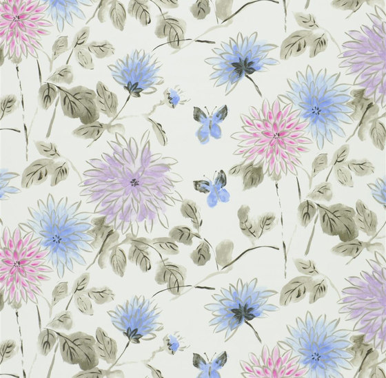 Kimono Blossom Fabrics | Amala - Heather | Dekorstoffe | Designers Guild