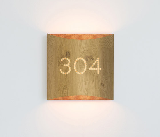 Sophie wall oak copper with number | Wall lights | lasfera