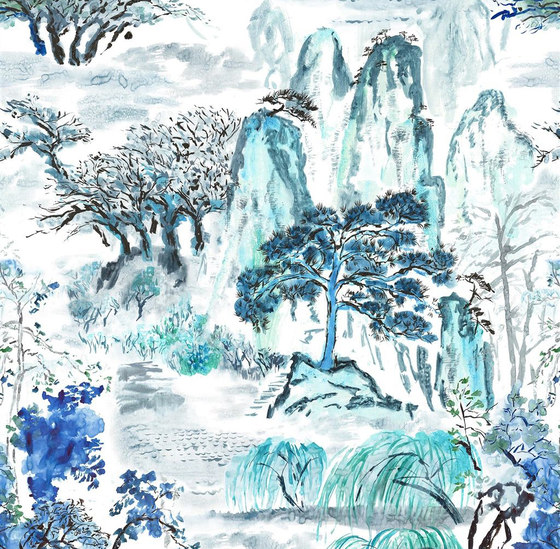 Shanghai Garden Fabrics | Jade Temple - Cornflower | Drapery fabrics | Designers Guild