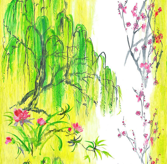 Shanghai Garden Fabrics | Willow Flower - Acacia | Tejidos decorativos | Designers Guild