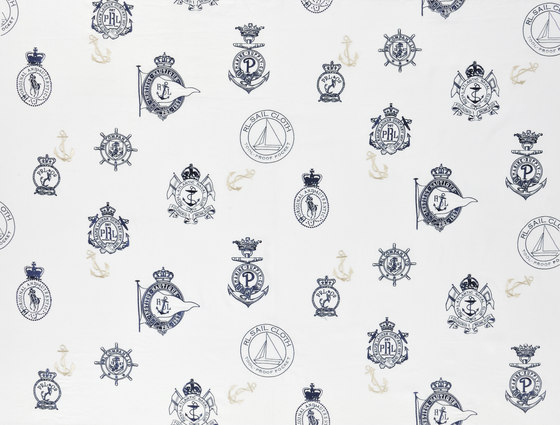 Signature Sur la Cote Fabrics | Rowthorne Embroidery - Navy | Tissus de décoration | Designers Guild