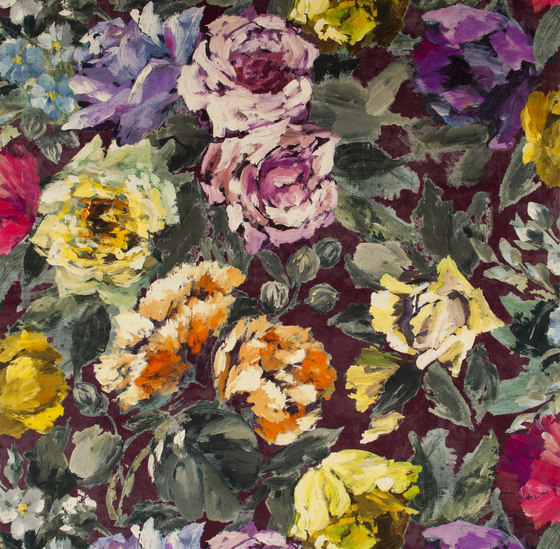 Caprifoglio Fabrics | Bloomsbury Rose - Damson | Tejidos decorativos | Designers Guild