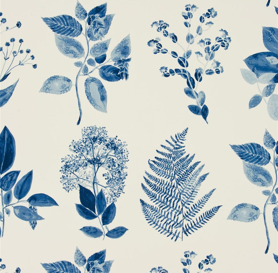 Kaori Fabrics | Jindai - Indigo | Tissus de décoration | Designers Guild