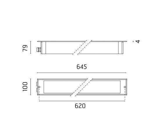Cielo / L 645 mm - Vetro Sabbiato - Ottica SImmetrica | Lampade outdoor incasso soffitto | Ares