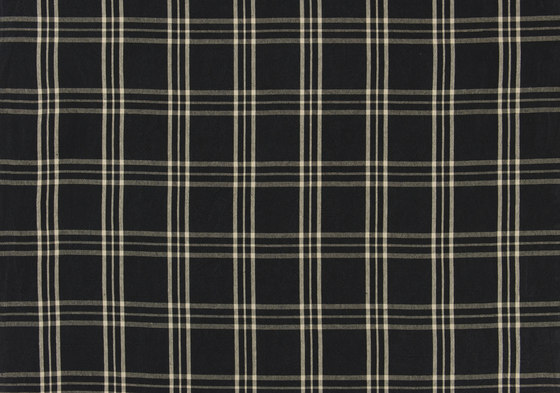 Signature Vintage Linens Fabrics | Cross Wind Plaid - Black/Linen | Tissus de décoration | Designers Guild