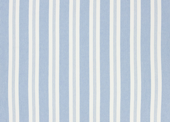Signature Vintage Linens Fabrics | Mill Pond Stripe - Sky/White | Drapery fabrics | Designers Guild