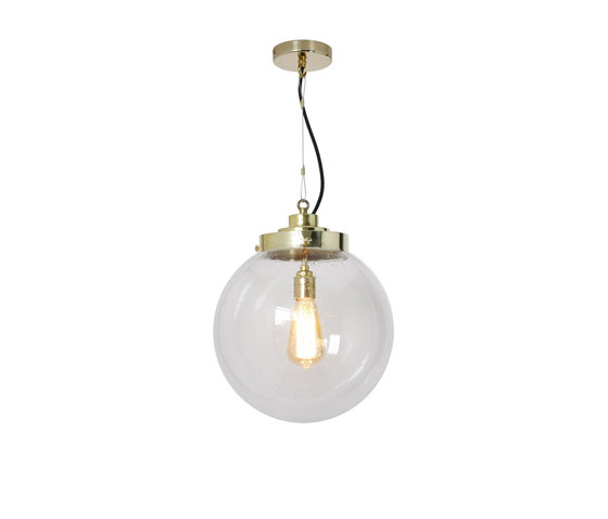 Globe Medium, Seedy clear and brass with black braided cable | Suspended lights | Original BTC