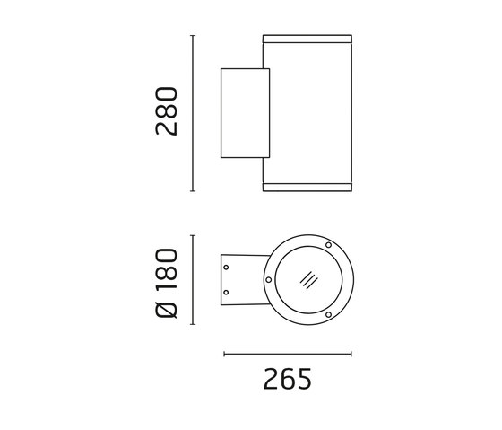 Emma 180 / L 280mm - Unidirectional - Medium Beam 30° | Außen Wandanbauleuchten | Ares