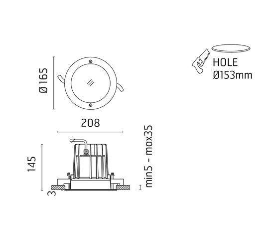 Leila 165 CoB LED / Ghiera in Acciaio Inox - Ottica Asimmetrica 12° - Fascio Medio 30° | Lampade outdoor incasso soffitto | Ares