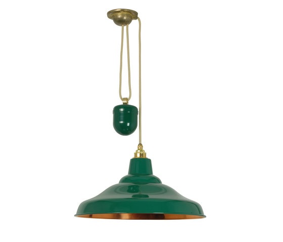 1000----7200 Rise & Fall School Light, Painted Green Polished Copper Interior | Suspended lights | Original BTC