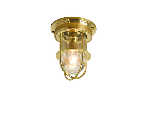 7202 Miniature Ship's Companionway Light & Guard, Polished Brass, Clear Glass | Ceiling lights | Original BTC