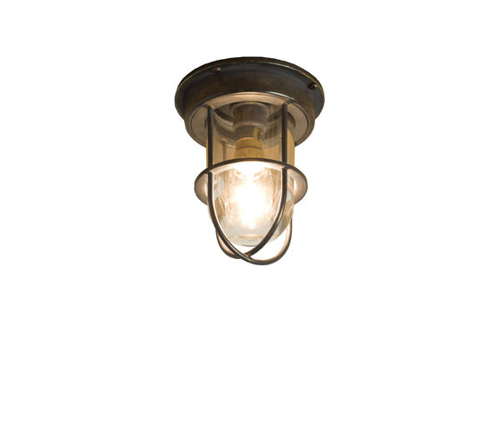7202 Miniature Ship's Companionway Light & Guard, Weathered Brass, Clear Glass | Ceiling lights | Original BTC