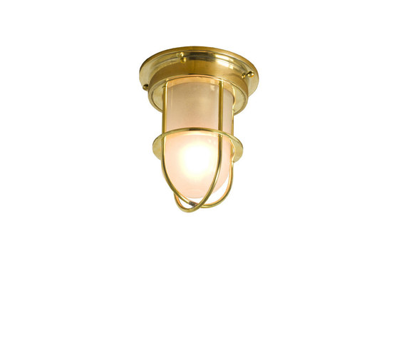 7202 Miniature Ship's Companionway Light & Guard, Polished Brass, Frosted Glass | Ceiling lights | Original BTC