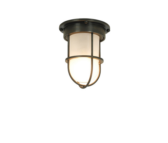 7202 Miniature Ship's Companionway Light & Guard, Weathered Brass, Frosted Glass | Ceiling lights | Original BTC