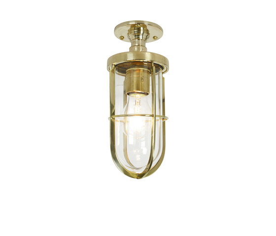 7204 Weatherproof Ship's Well Glass Ceiling, Polished Brass, Clear Glass | Ceiling lights | Original BTC