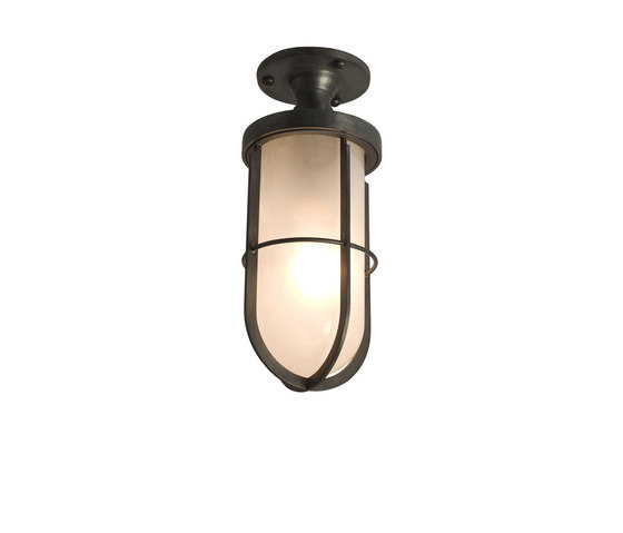 7204 Weatherproof Ships Well Glass Ceiling Light, Weathered Brass, Frosted Glass | Plafonniers | Original BTC