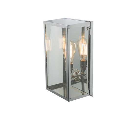 7645 Box Wall Light, Internal Glass, Medium, Satin Nickel, Clear Glass | Wandleuchten | Original BTC