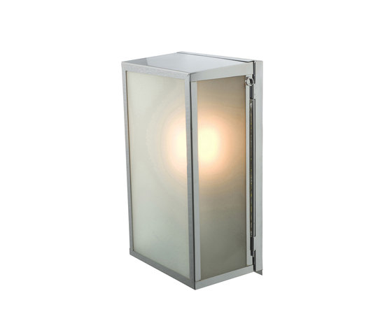7645 Box Wall Light, Internal Glass, Medium, Satin Nickel, Frosted Glass | Wandleuchten | Original BTC