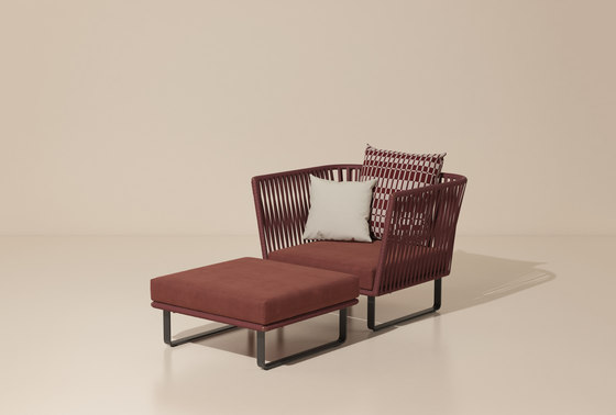 Bitta club armchair with stool | Armchairs | KETTAL