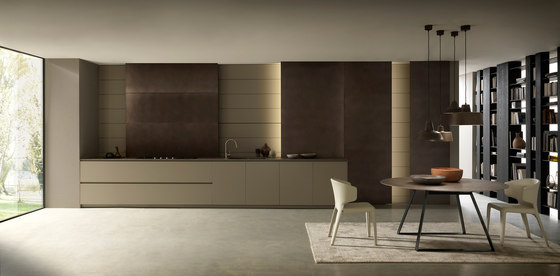 Blade 2 linear, lacquered and metal arrangement | Fitted kitchens | Modulnova
