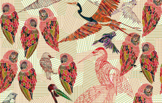 Pencil Birds | Carta parati / tappezzeria | Wall&decò