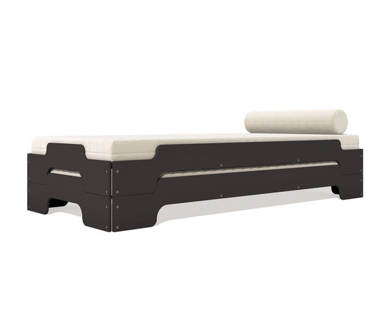 Stacking bed lacquered in standard colours RAL8019 | Camas | Müller small living