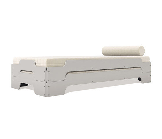 Stacking bed lacquered in standard colours RAL9006 | Camas | Müller small living