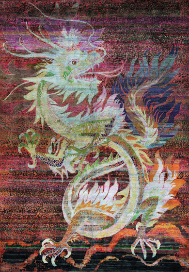 Kundan Pure Silk Dancing Dragon | Formatteppiche | Zollanvari