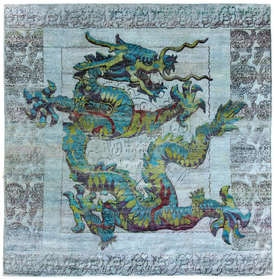 Kundan Pure Silk Dancing Dragon | Alfombras / Alfombras de diseño | Zollanvari