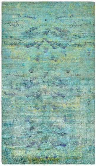 Kundan Pure Silk Iridescence Bluebird Feathers | Tapis / Tapis de designers | Zollanvari