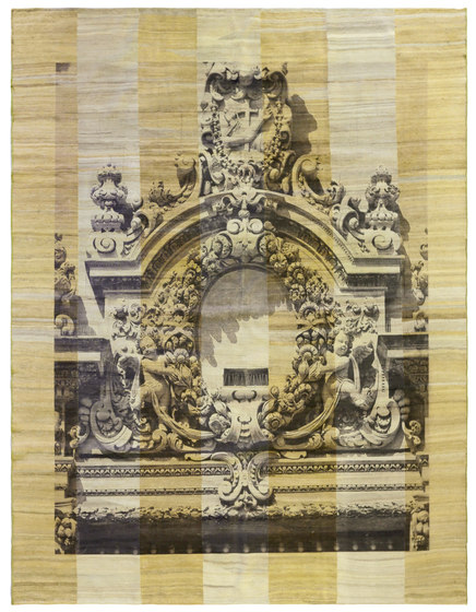 Designer Trompe L'Oeil Framed Sicilian Baroque on Stripes | Alfombras / Alfombras de diseño | Zollanvari