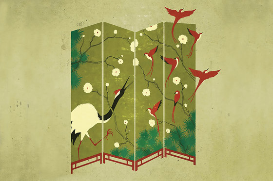 An Illustrated Life China Crane | Bespoke wall coverings | GLAMORA