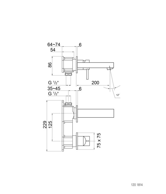 120 1814 3 Wall mounted single lever basin mixer (Finish set) | Rubinetteria lavabi | Steinberg