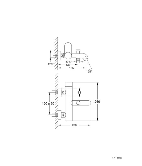 170 1110 Exposed single lever mixer ½“ for bathtub | Rubinetteria vasche | Steinberg