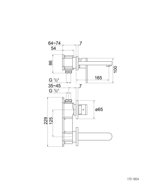 170 1804 3 Wall mounted single lever basin mixer (Finish set) | Rubinetteria lavabi | Steinberg
