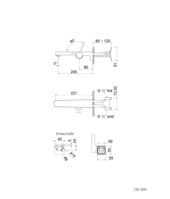 230 1840 Single lever basin mixer | Grifería para lavabos | Steinberg
