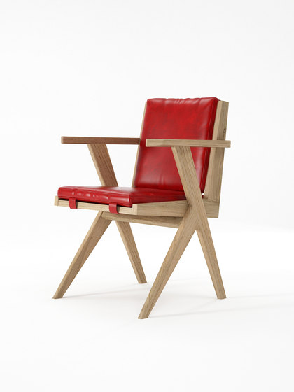 Tribute ARMCHAIR with LEATHER Vintage Red | Chairs | Karpenter